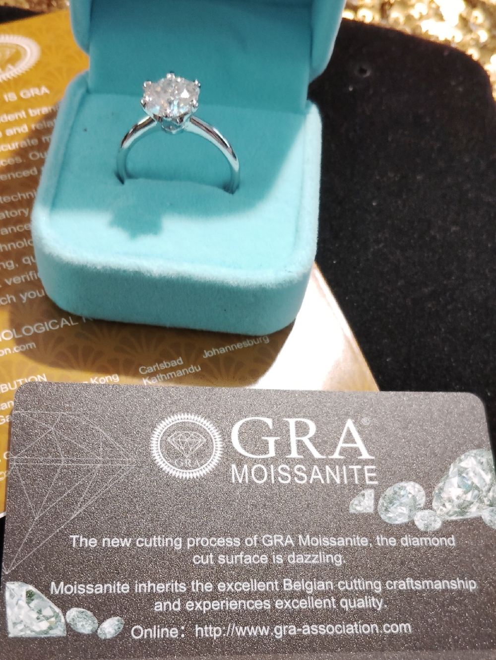GRA Moissanite Solitaire Ring in Silver with Clear Stone